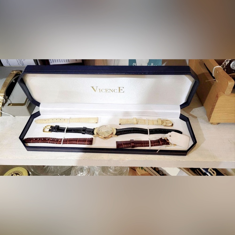 Vicence 14k Ladies Watch 3 Strap Set